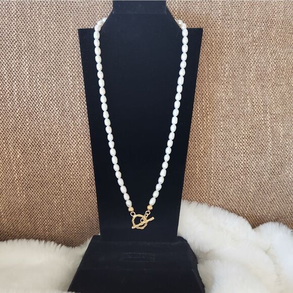 Handmade Pearl Necklace with Vermeil toggle clasp - Picture 1 of 4